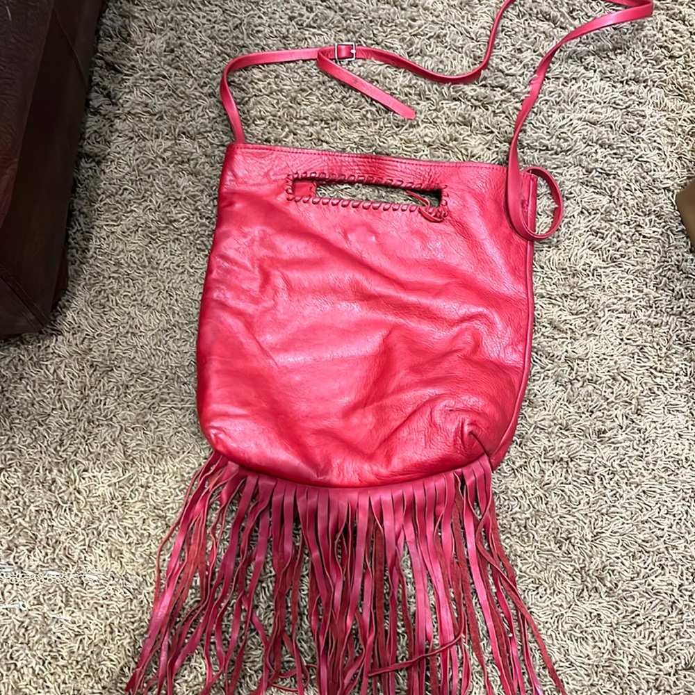 Jennifer Hailey red leather crossbody/ clutch